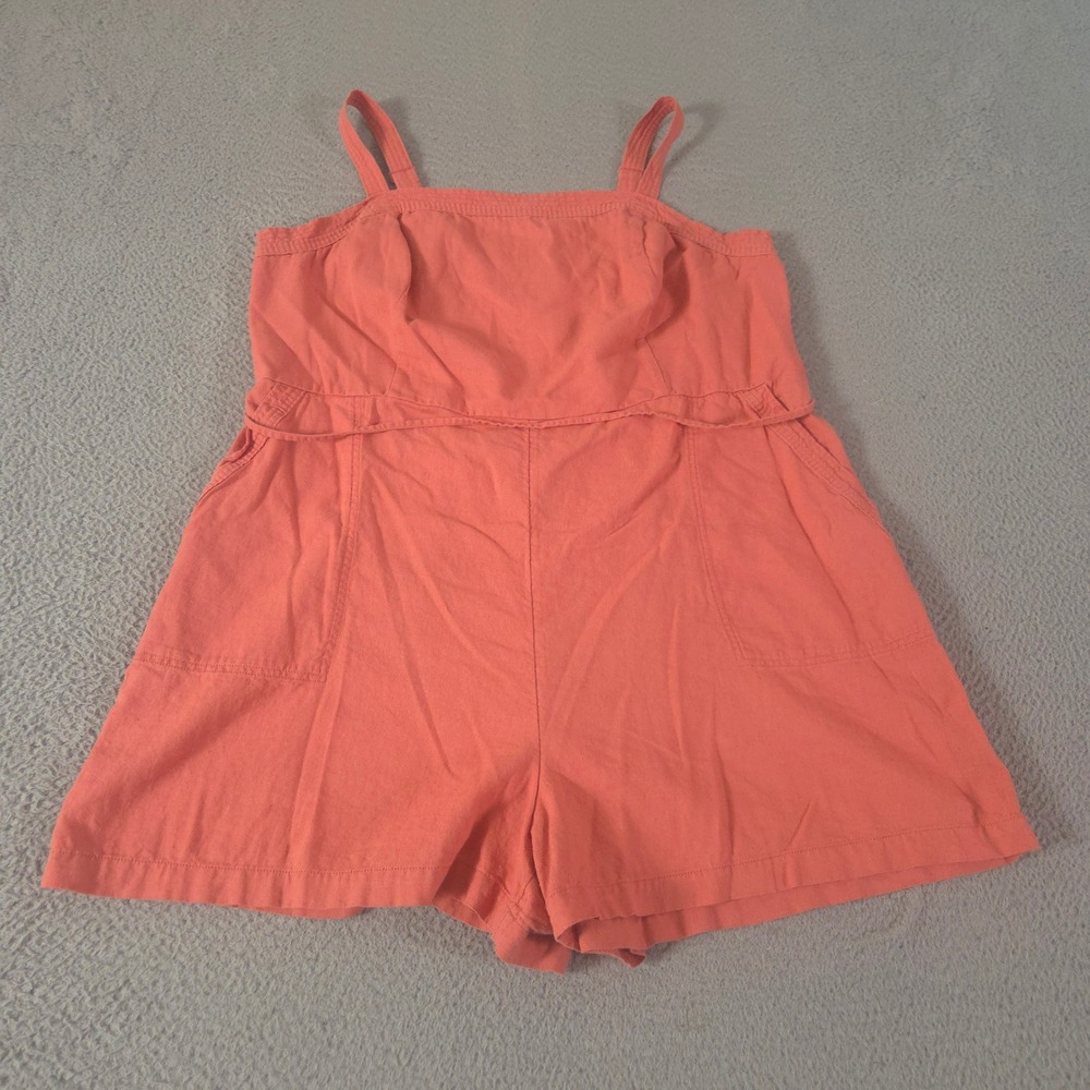 Old Navy Romper Womens 3X Coral Linen-Blend Utility Sleeveless Pockets Beach